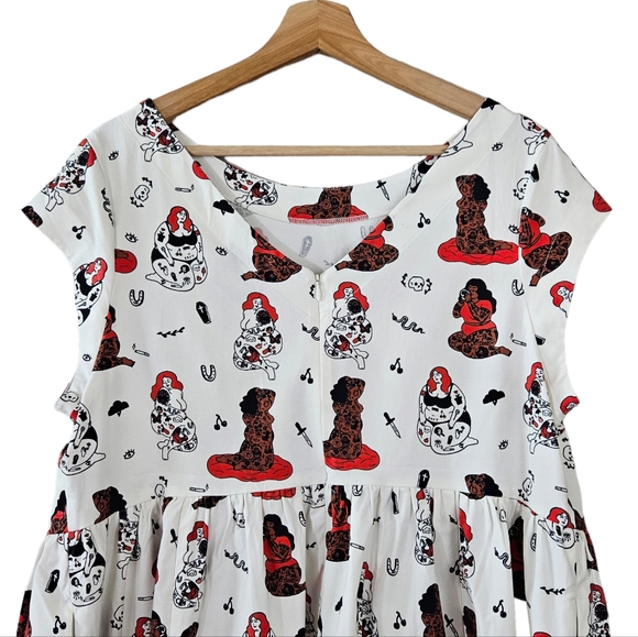 Cutting Shapes x Art Brat Comics The Send Nudes Plus Size Pin Up Style Dress NWT - Picture 6 of 10